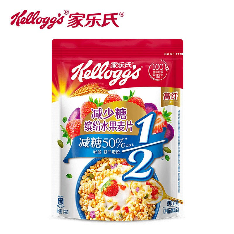 家乐氏水果麦片代餐营养早餐即食冲饮减少糖338g 338 克