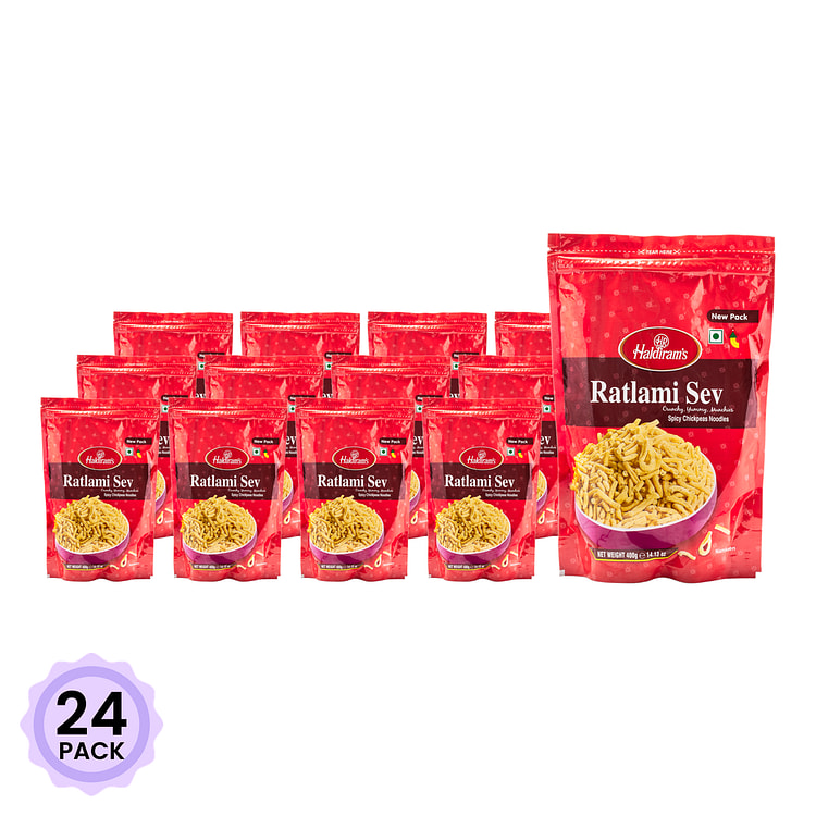 Haldirams 병아리콩 스낵면 매운맛 Ratlami Sev 400 그램*24 팩