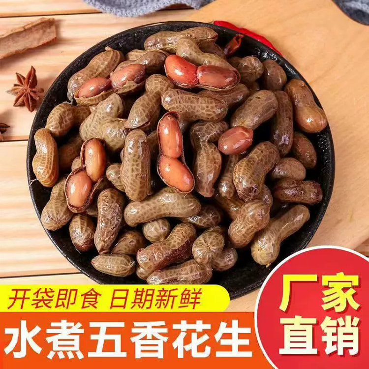 水煮花生带壳卤汁解馋五香香辣零食500g*1包