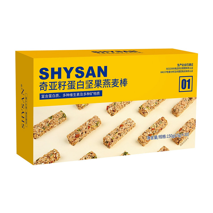 SHYSANチアシードプロテインナッツオーツバー 350g 1 箱
