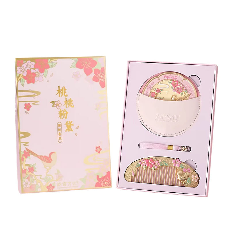 Peach, Pink, And Dai Mirror Comb Set 20*14*2.5cm 1 box