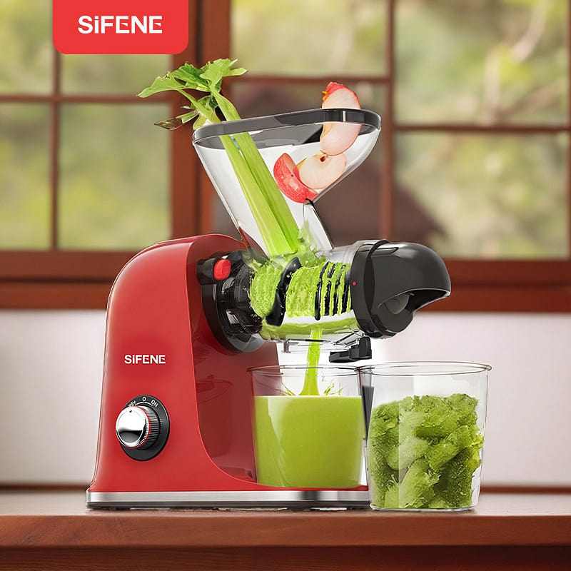 100W Slow Masticating Juicer Machine, Red 1 count