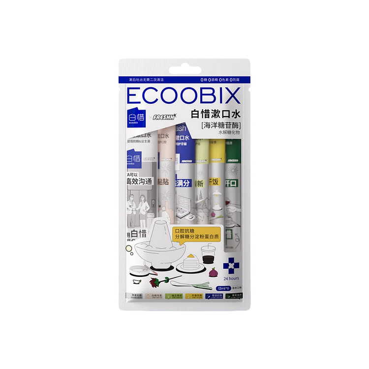 Strip-shaped mouthwash with mixed flavors 6 packs 72 ml