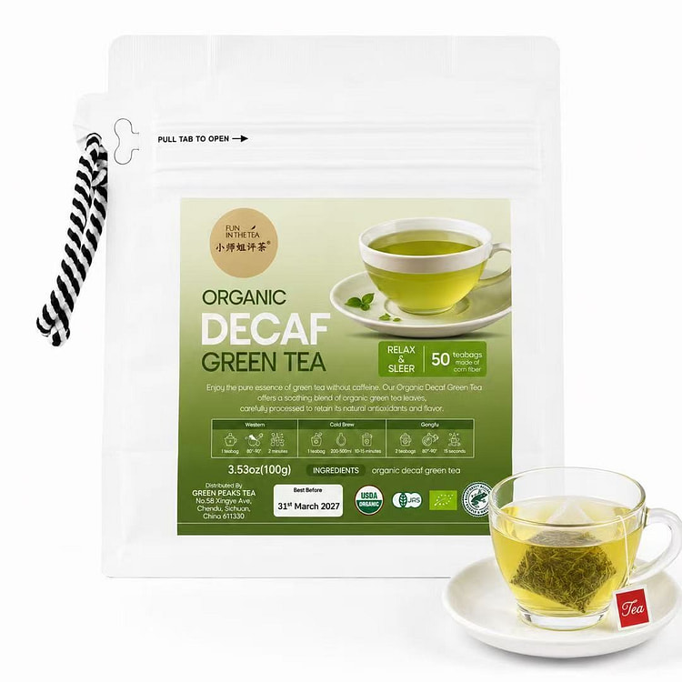 Organic Decaf Green Tea Bags Evening Relaxation 50 pack