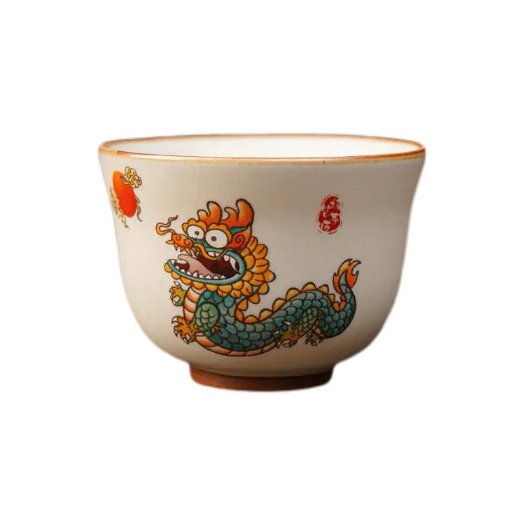Ru Kiln Teacup High-end ceramic tea cup  - Dragon 1 count