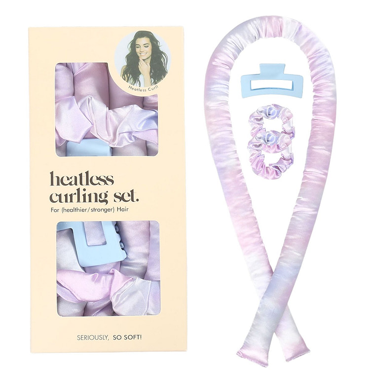 睡眠卷发神器缎面无热卷发棒懒人卷发器 盒装蓝紫彩色 1 份