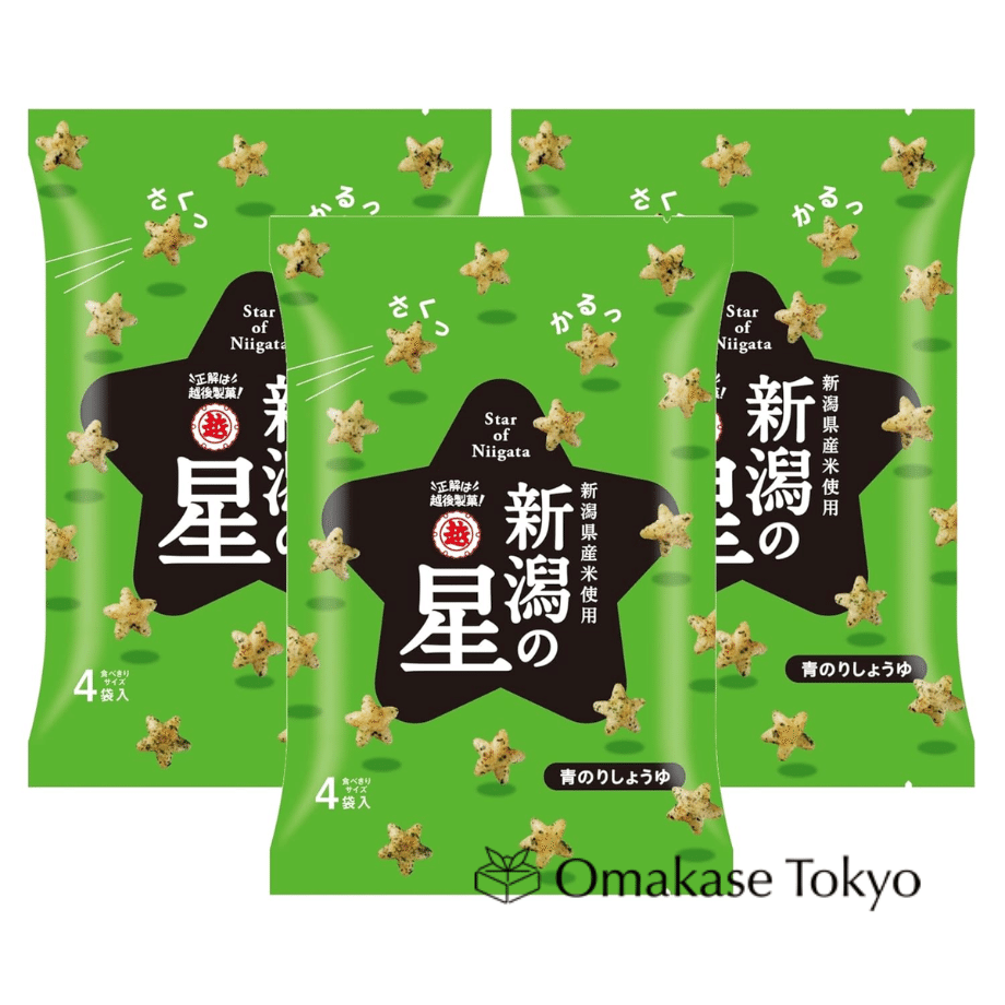 Niigata No Hoshi Rice Crackers Aonori Soy Sauce Flavor Pack of 3 8.47 oz