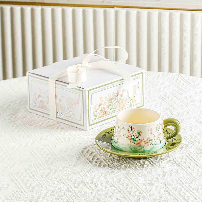Vintage oilpainting lily of the valley coffee cup and saucer set ceramic CUP 1 each