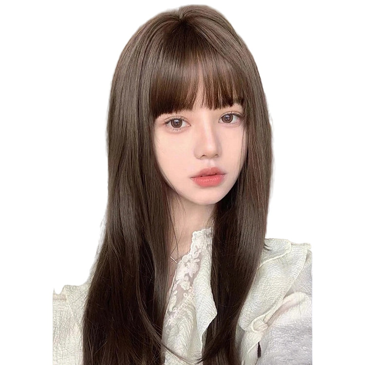 Thin style long straight hair wig Cool brown 1 each