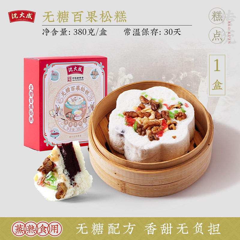 Shen Dacheng Sugar-Free Mixed-Fruit Steamed Cake 380 g