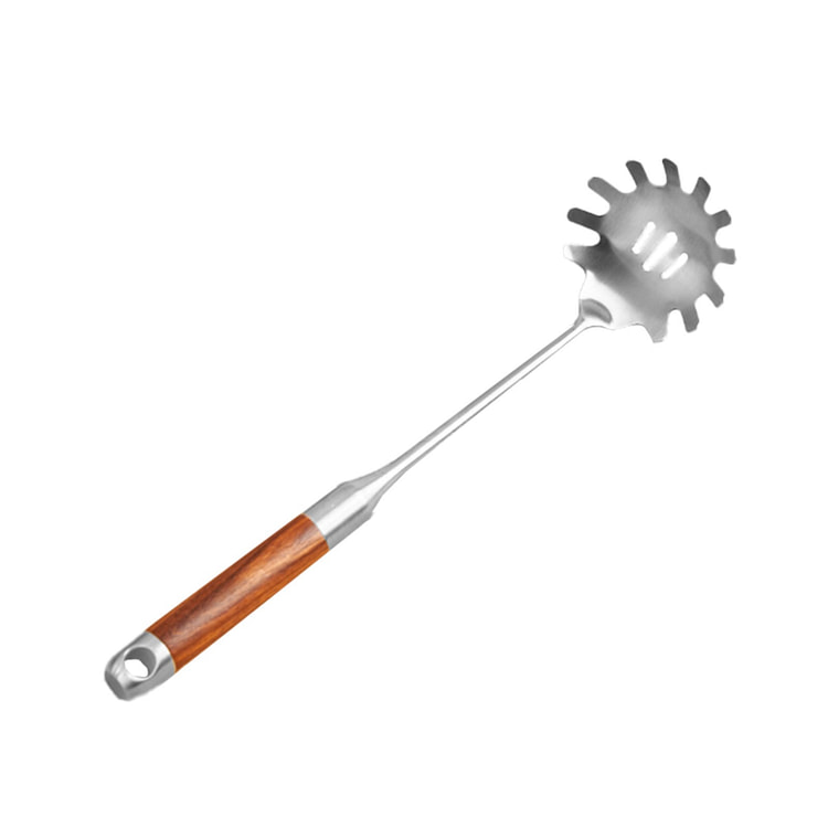 吉盛 不锈钢意粉勺 食品级304不锈钢 木手柄