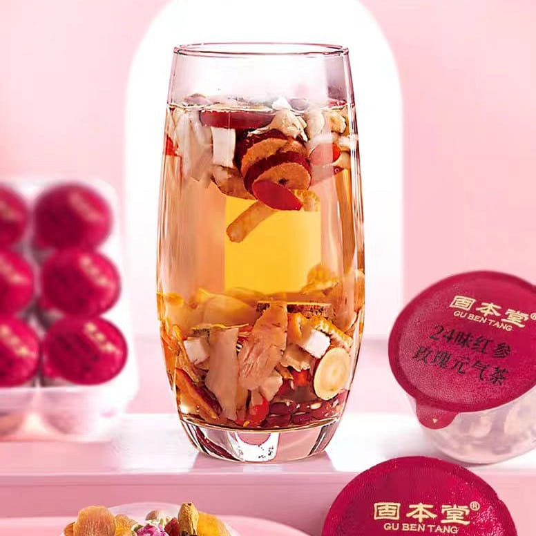 24 flavored Red Ginseng Rose Genki Tea 500g*1 box *30 cans 500 グラム