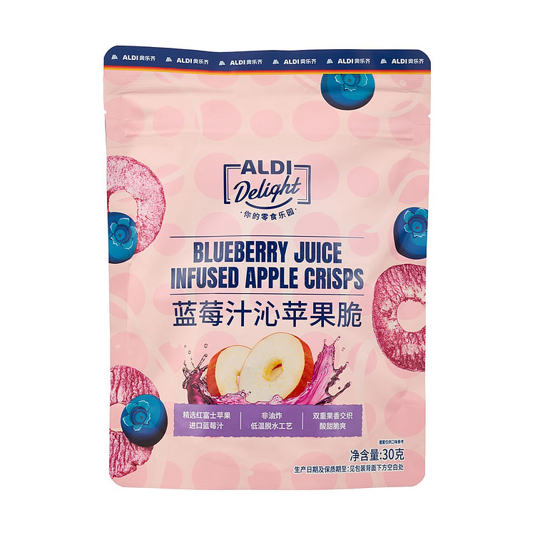 Aldi blueberry juice infused apple crisps 1pc 30 g