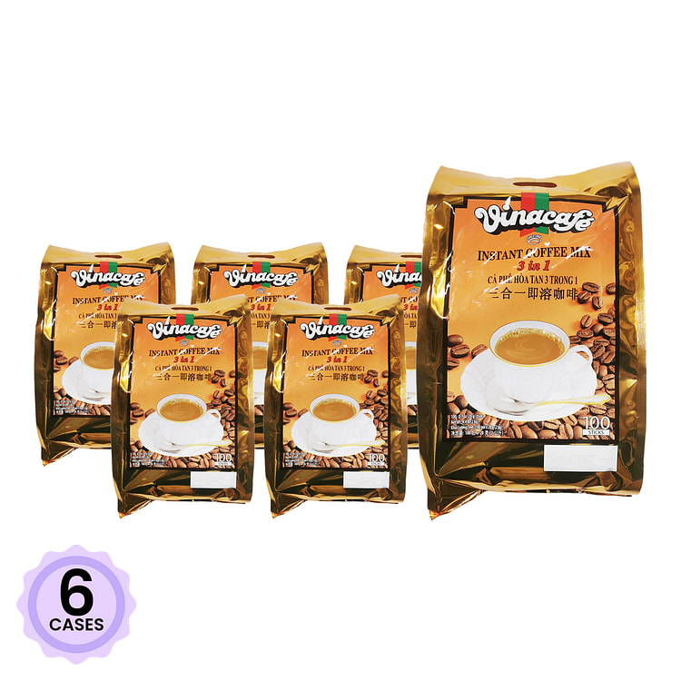 VINA CAFÉ 3 Trong 1, Bịch 100 Gói 0.63 oz*100 pack*6 case