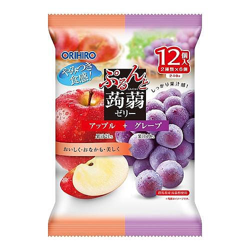 ORIHIRO Apple Grape Konjac Jelly 12pcs 1 each