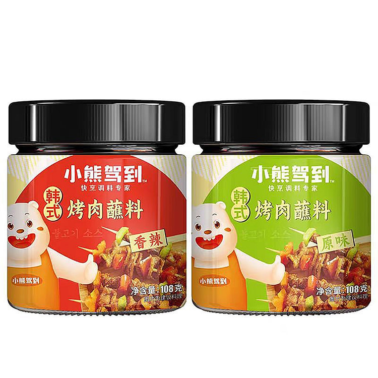 小熊驾到 烤肉蘸料 香辣味+原味组合108g*2罐 2 罐