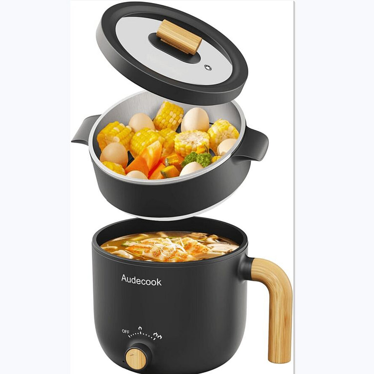 1.5L多功能电热锅带蒸笼 便携不粘迷你煮面锅 1 个