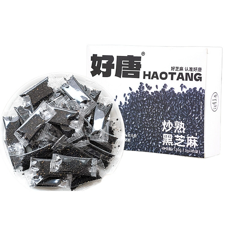 好唐炒熟黑芝麻零食40小袋120g*1盒