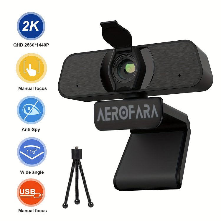 2Kcomputer USBnetwork camera with microphone cover