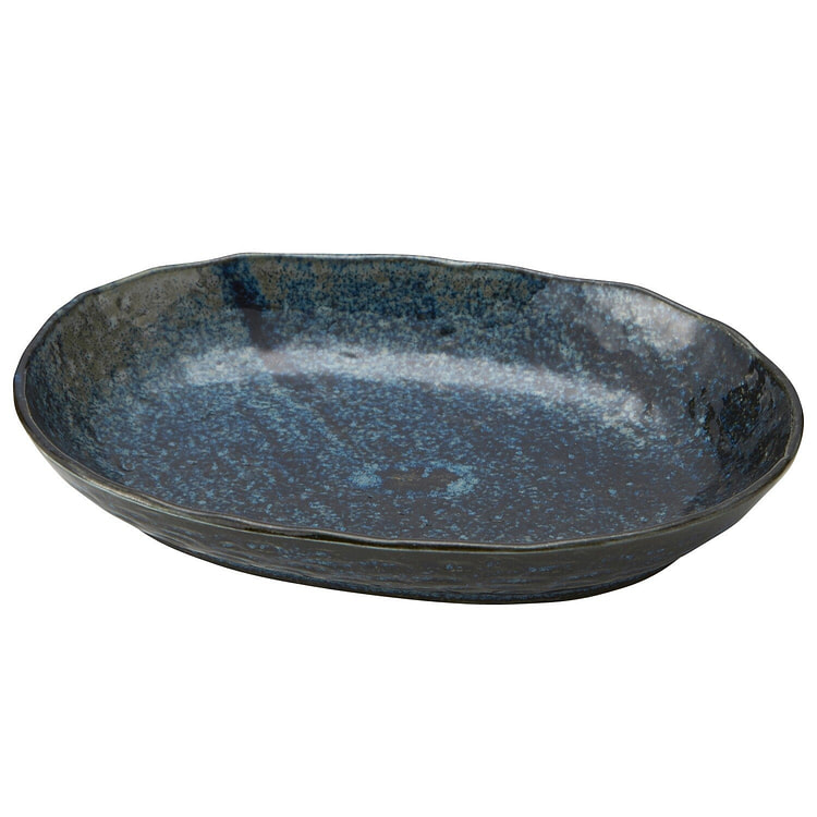 日本製美濃燒 9 吋 橢圓餐盤（深藍） 1 份