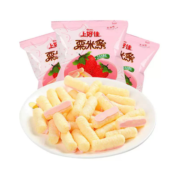 上好佳栗米条无反式脂肪非油炸膨化食品休闲草莓口味 6g*1包