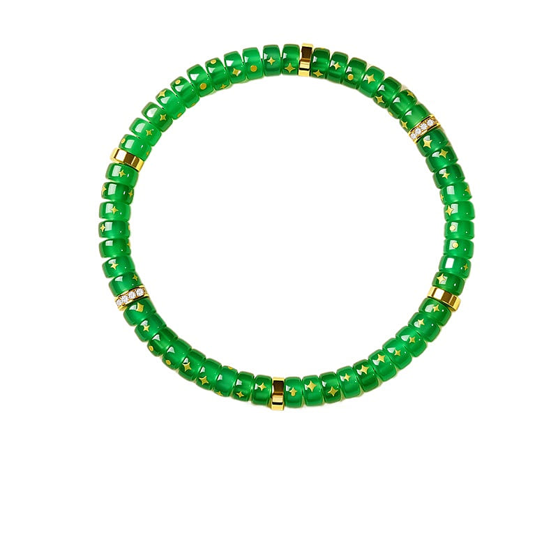 Agate Bracelet Beaded Green Cloud 3 * 5.5mm 1 box