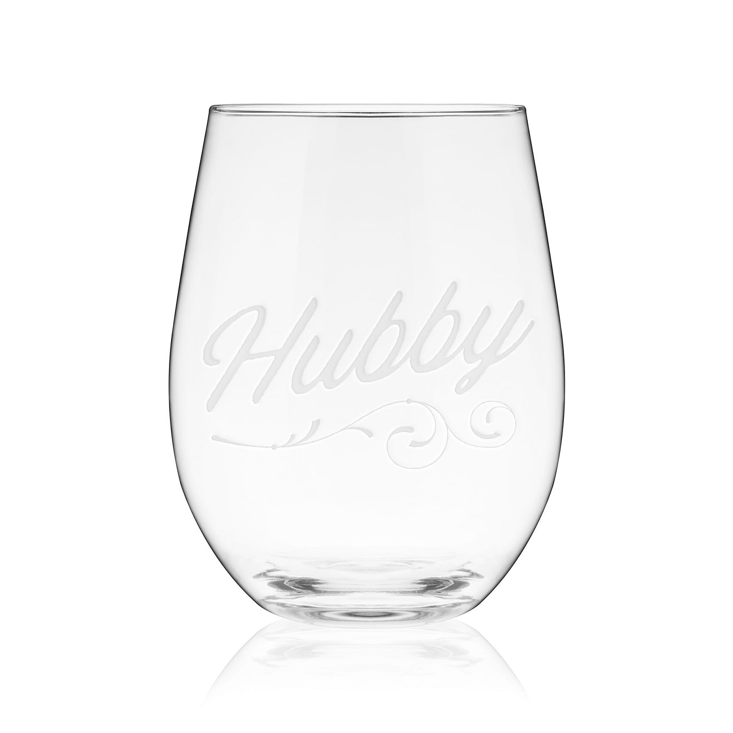 Hubby Script Stemless Wine Glass 1 each