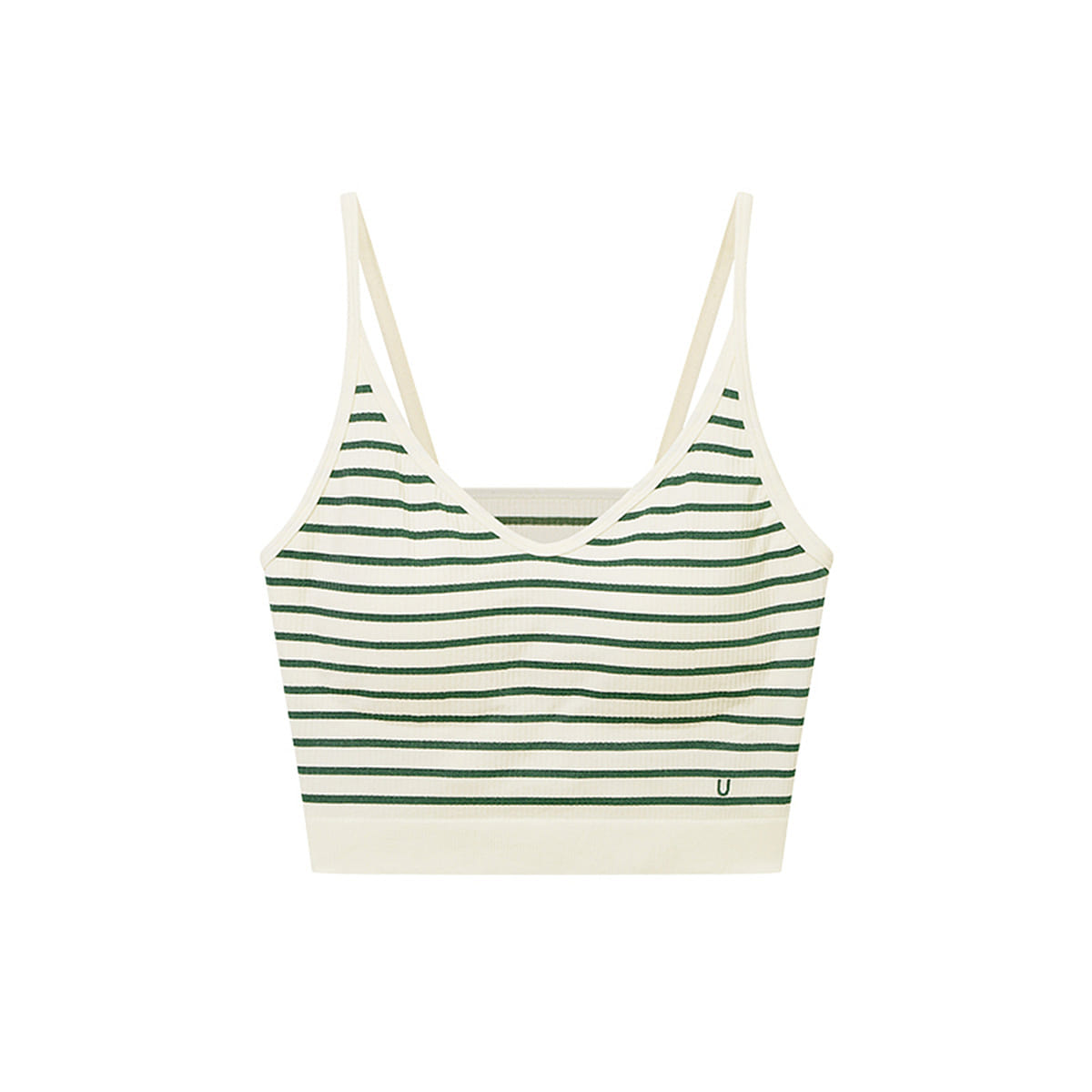 Ubras One Size Striped Tank Top Bra, Seamless Striped Shoulder Strap Bra – Green Stripe/White 50 g