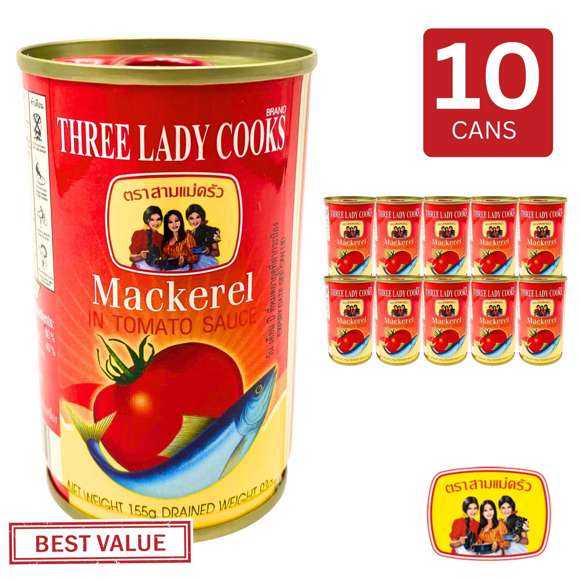 Three Lady Cooks Mackerel in Tomato Sauce 10 count