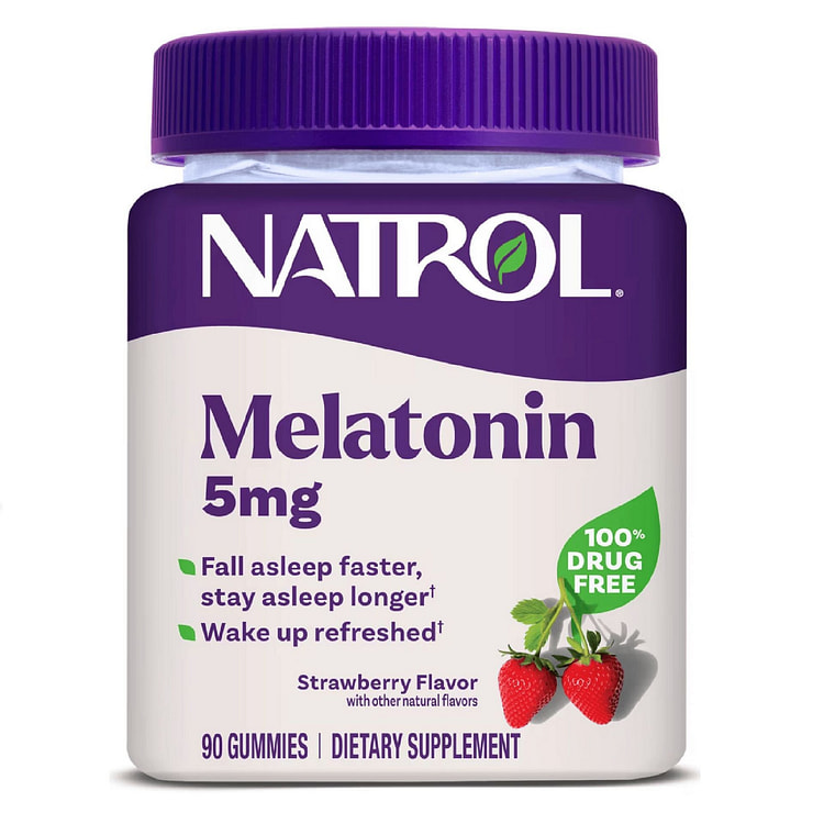 Natrol褪黑素睡眠软糖5mg 草莓味90粒 1 瓶
