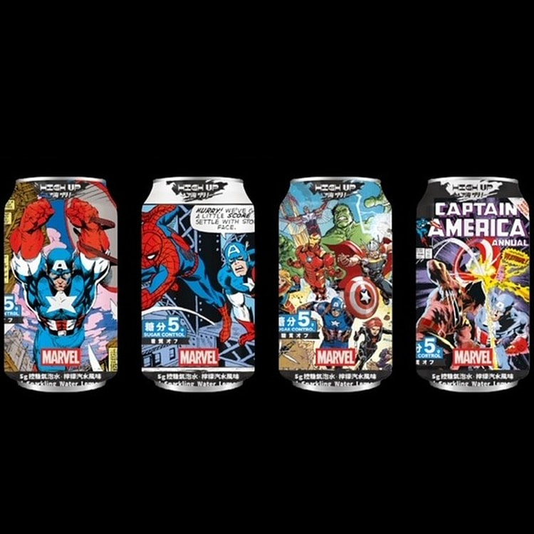 CAPTAIN AMERICA LEMON SPARKLING WATER 4 can