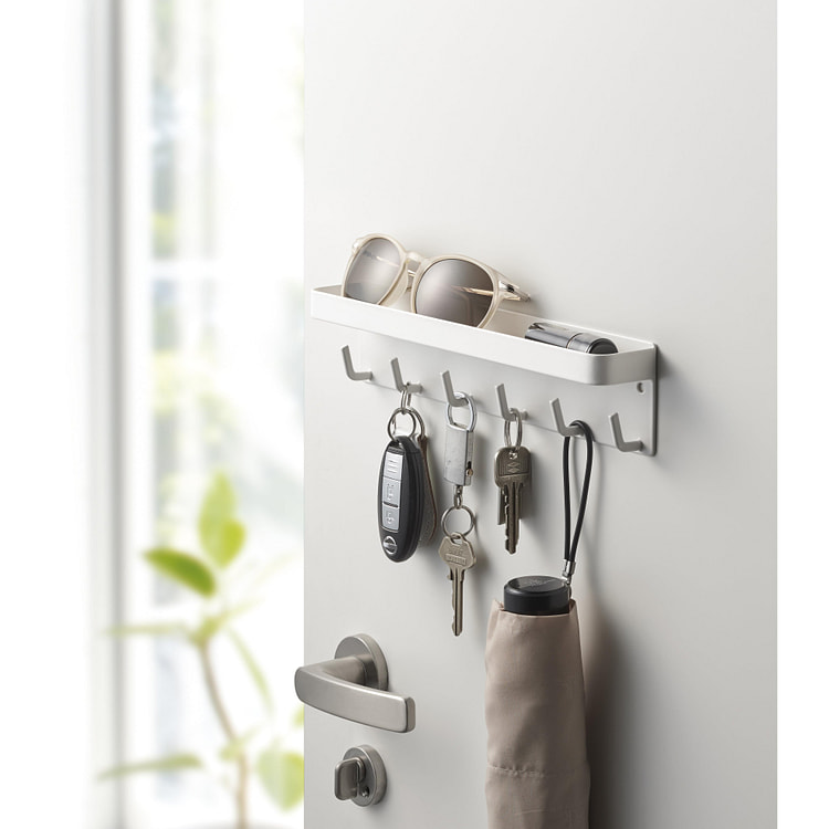 磁性钥匙架 - 钢白色