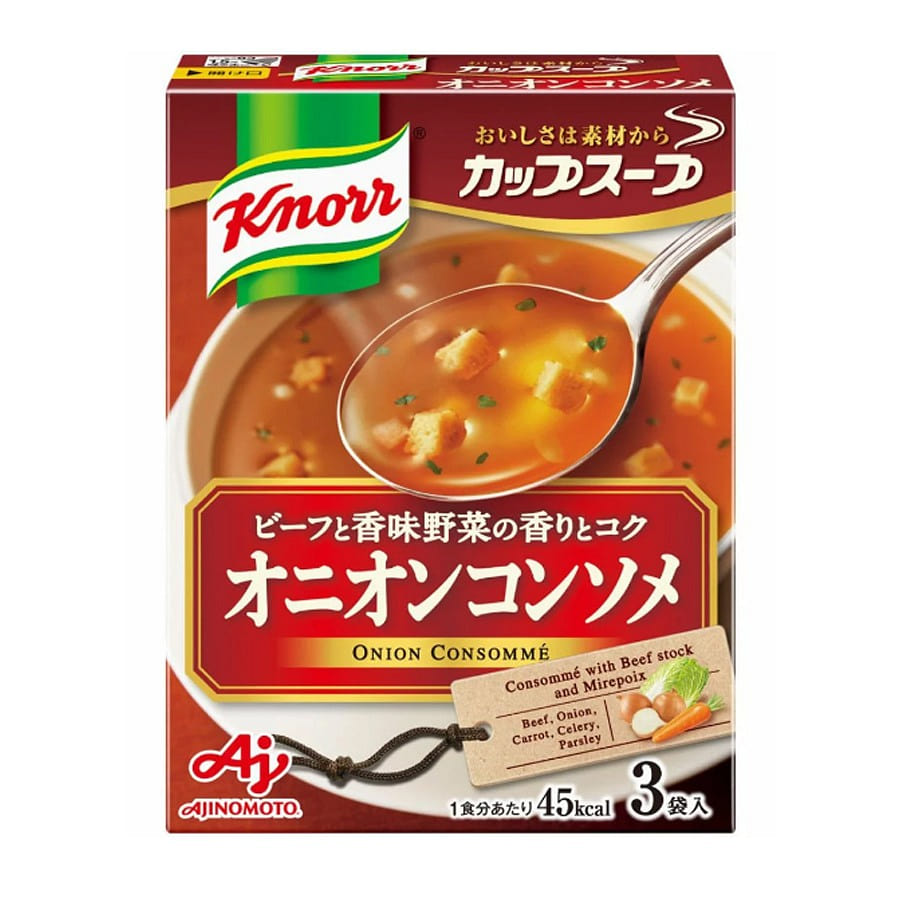 AJINOMOTO Instant Soup Cup Soup Beef And Onion Soup (11.3g*3 Bags) 1 box