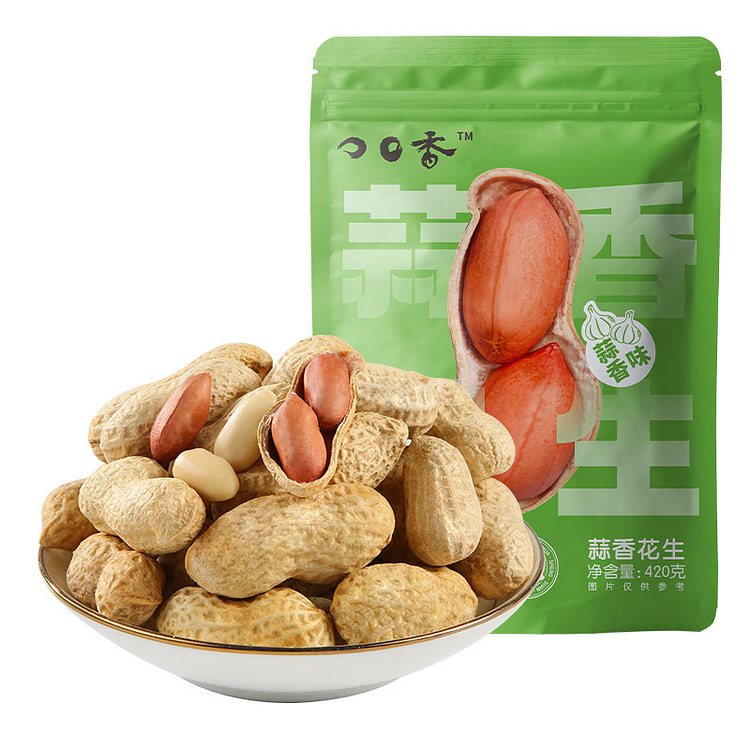 口口香 蒜香味花生下酒菜宵夜小吃420g*1袋装