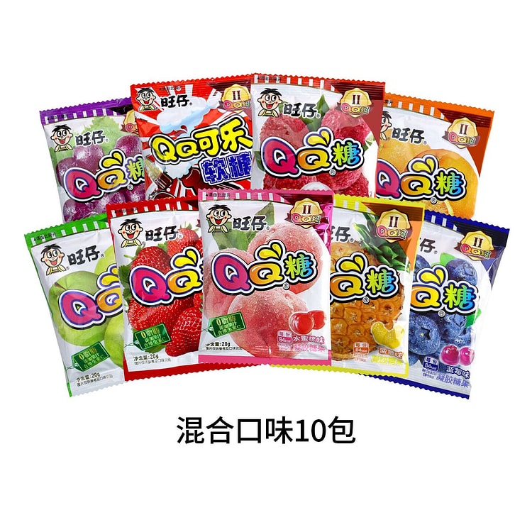 Wangzai QQ Candy Mixed Flavors 10 Packs 180 g