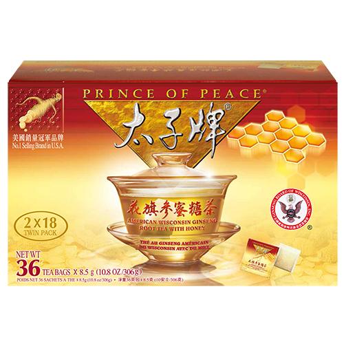 Prince of Peace American Ginseng Root Tea w/Honey, Twin Pack (18 tea bags each) 1 box