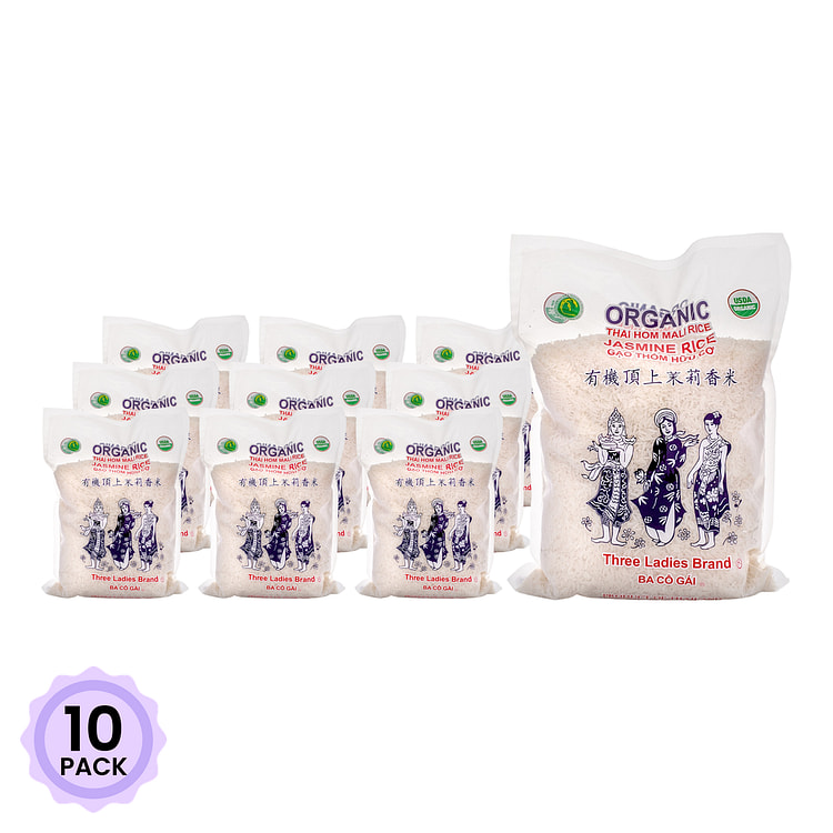 3 Ladies 有机茉莉香米 5 磅*10 包