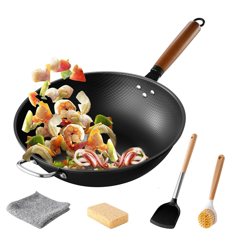 Wok pan 13 Inch carbon steel woks & stir-fry pans 1 pack