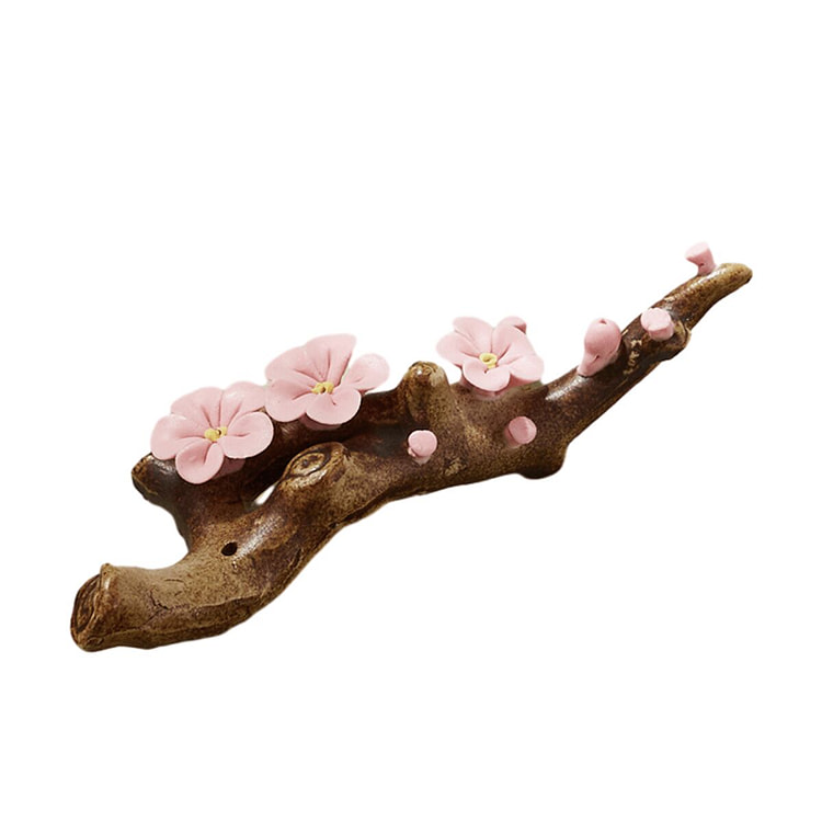 古风陶瓷笔架 香托 摆件 - 粉色梅花 1 个