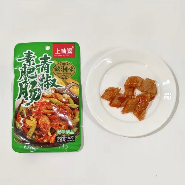上味源青椒素肥肠魔芋爽香辣小吃素零食16g*5包 80 克