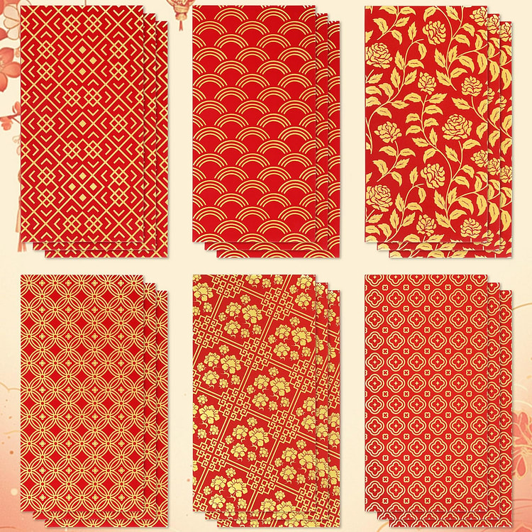 2026年新年红包18个 6款金箔图案春节红包 1 份