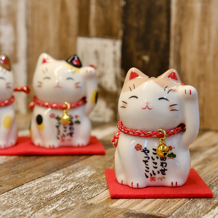 日本 药师窑 H6cm 招财猫（礼盒装）- 茶色 1 个