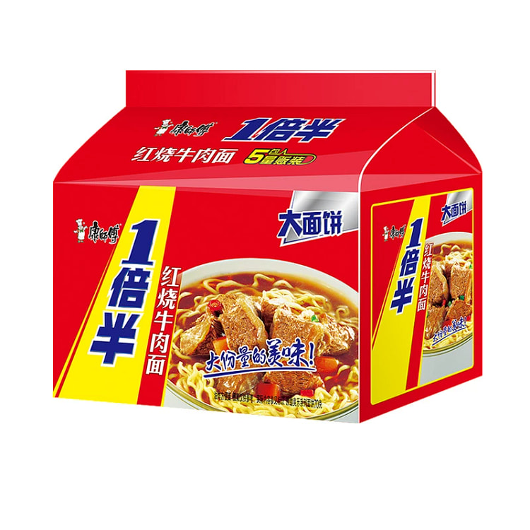 康师傅经典红烧牛肉面袋装方便面129g*5包 645 克