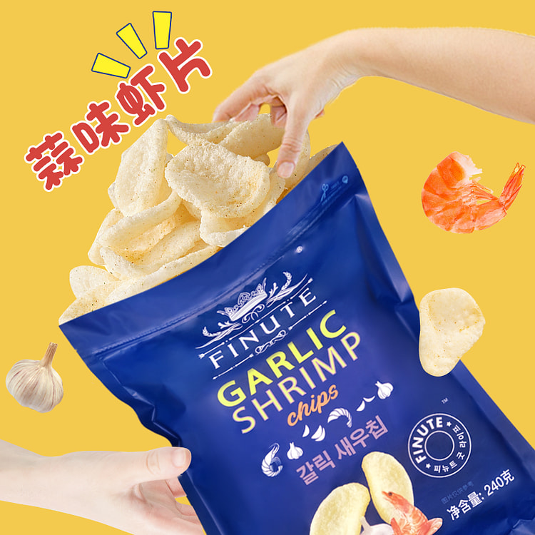 趣莱福蒜味虾片原装超大礼包膨化网红240g*1袋
