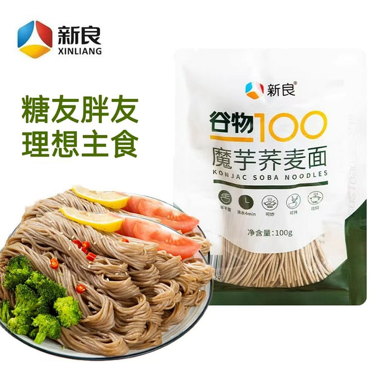 新良魔芋荞麦面100g*1袋 0脂半干黑麦面 (min 2)