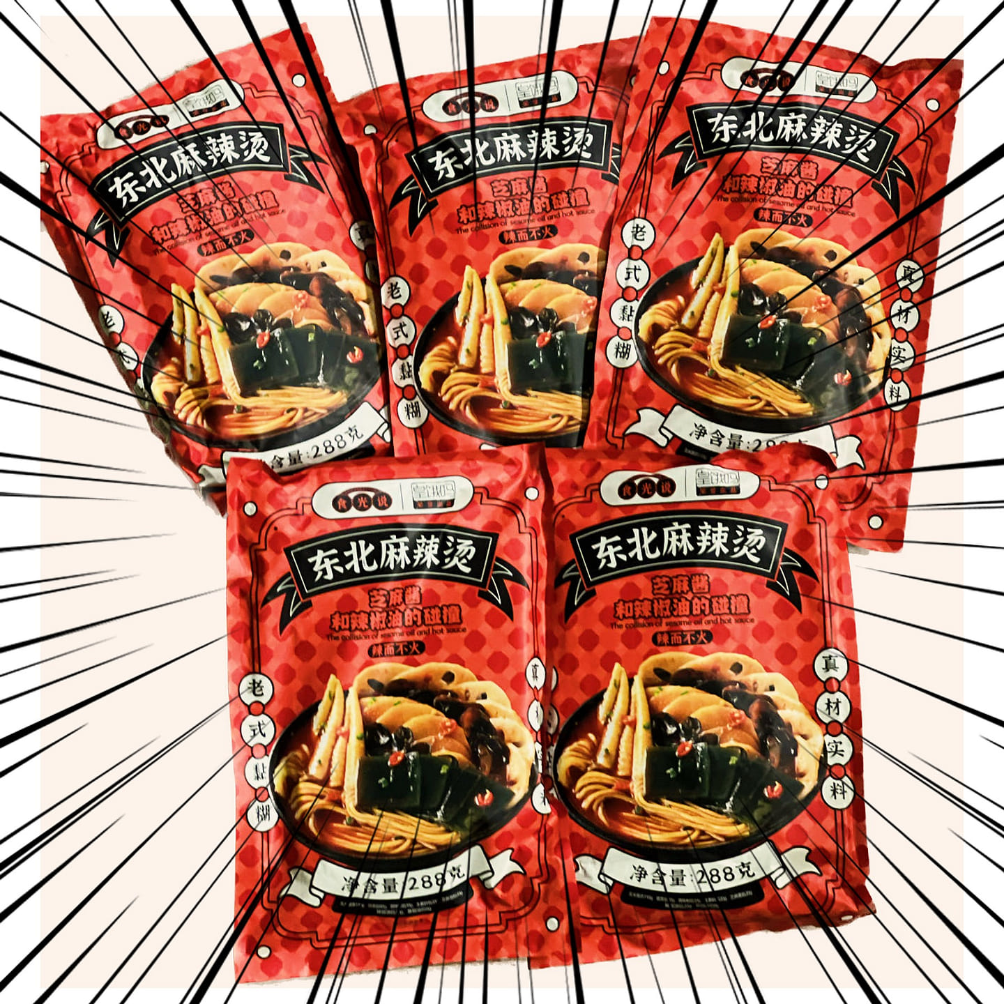 Vegetarian Version Northeast Sticky Spicy instant noodle * 5 packs 288 g