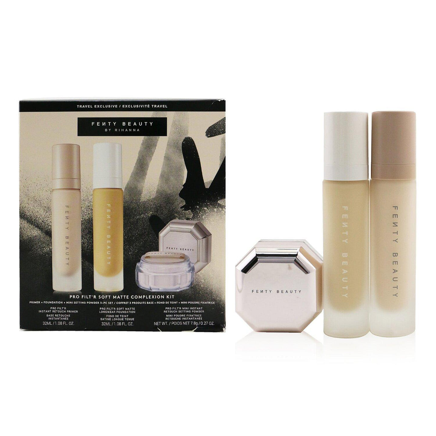 Fenty Beauty by Rihanna Pro Filt’R Soft Matte Complexion Kit: Foundation ml + Primer ml + Instant Retouch Setting Powder .g – # 3pcs 3 each
