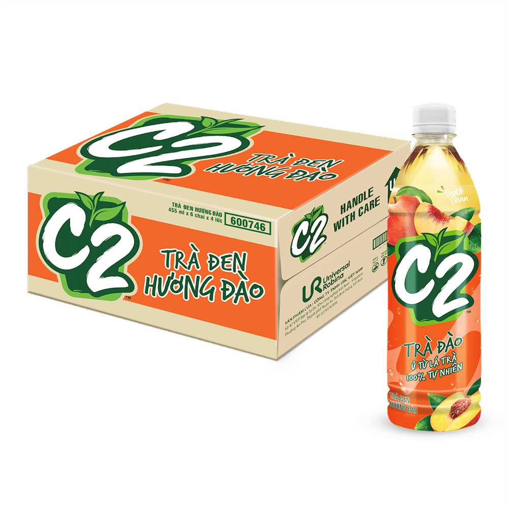 C2 Peach Black Tea 455ml pack of 24 1 each