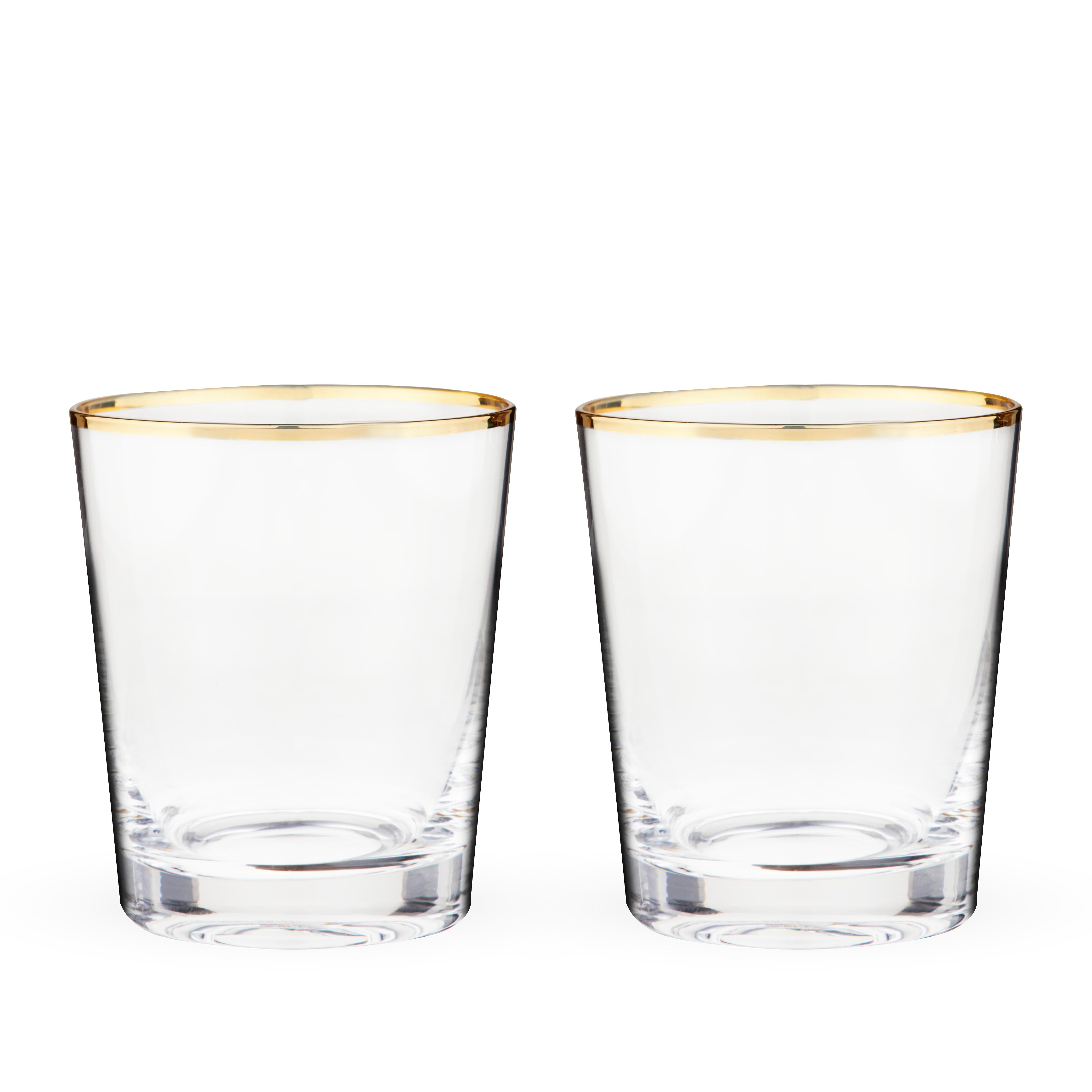 Get Twine Gilded Tumblers, Gold Rimmed Clear Cocktail Glass Set