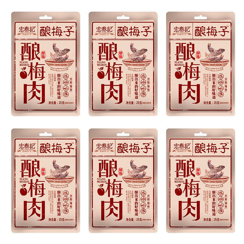 6 bags Hongtai Ji stuffed plum meat pouch 132 g